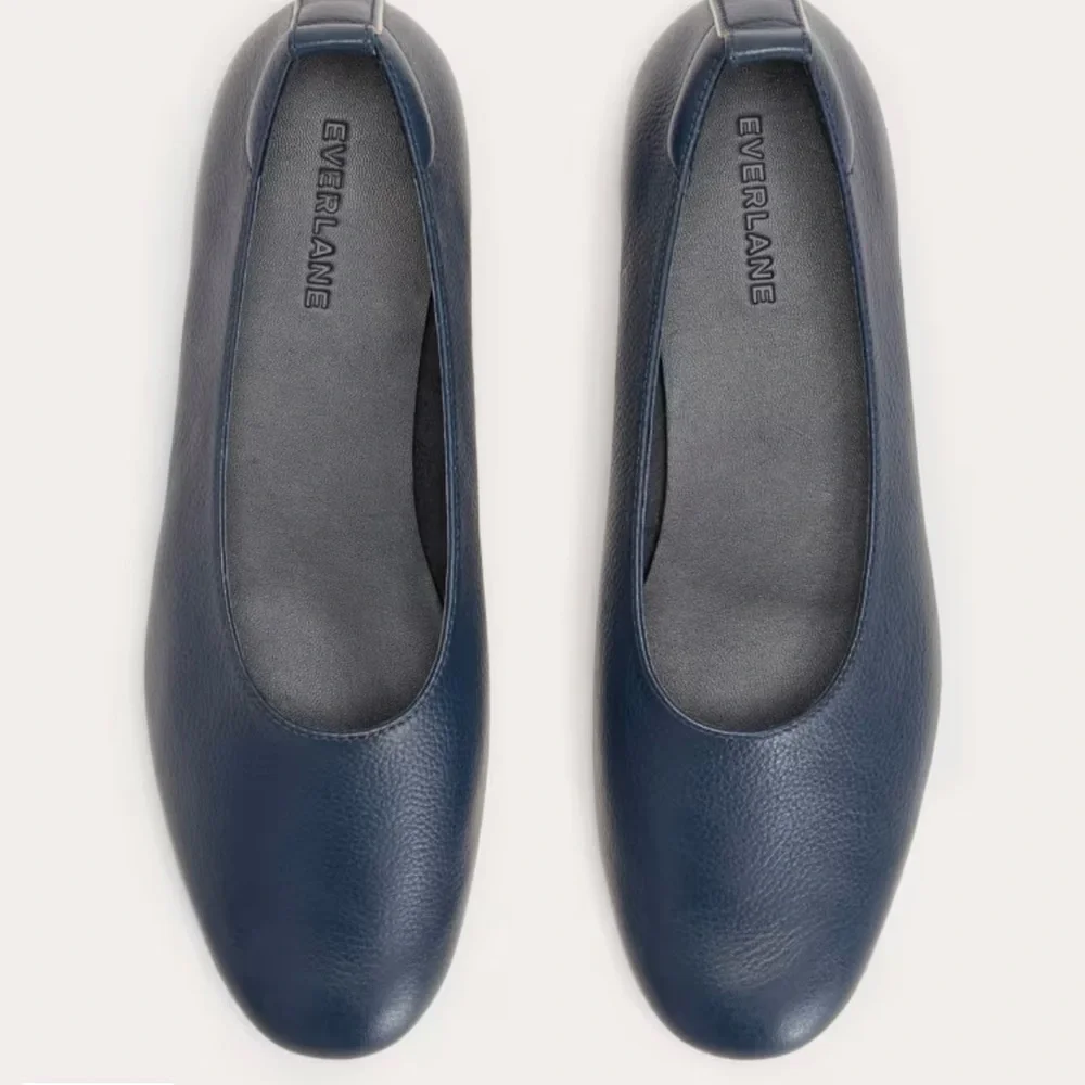 Everlane Navy Leather Ballet Flats